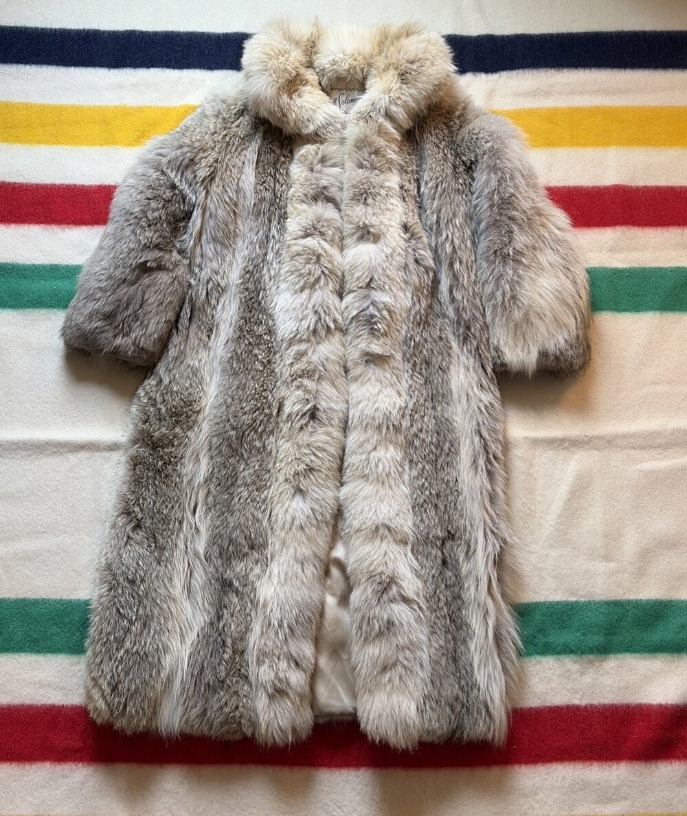 Vintage M. Solomon Genuine Fur Coat Full Length 53" Natural Cream Beige Soft